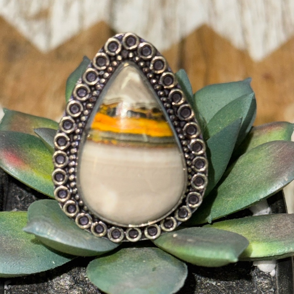 Silver Bumble Bee Jasper Ring - image 2